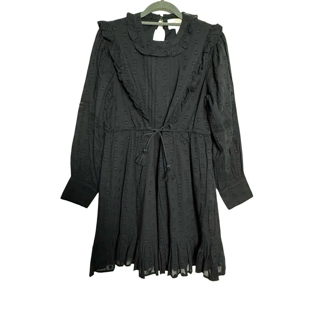 Cleobella Black Swiss Dot Mini Dress Organic Cotton Boho Romantic Cottagecore XS